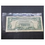 1963 Series Red Seal Five Dollar Bill