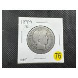 1894-S Silver Barber Half Dollar - Early Date!