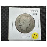 1895-S Silver Barber Half Dollar - Early Semi-Key Date!