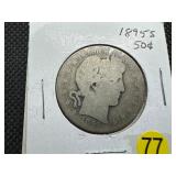 1895-S Silver Barber Half Dollar - Early Semi-Key Date!