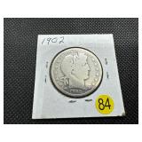 1902 Silver Barber Half Dollar