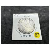 1906-D Silver Barber Half Dollar