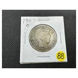1907-O Silver Barber Half Dollar