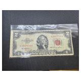 1953 Red Seal Two Dollar Bill