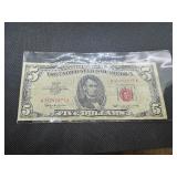 1963 Red Seal Five Dollar Bill