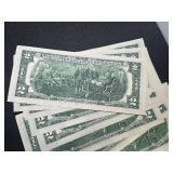 Ten Sequential Two Dollar Bills