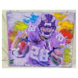 Autographed Adrian Peterson Painting by Robert Blehert Approx. 24" x 20 1/4"