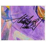 Autographed Adrian Peterson Painting by Robert Blehert Approx. 24" x 20 1/4"