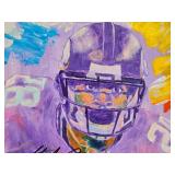 Autographed Adrian Peterson Painting by Robert Blehert Approx. 24" x 20 1/4"