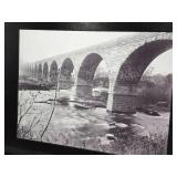 Framed Black and White Bridge Photo of The Stone Arch Bridge in the 1890s over the Mississippi Near St. Anthony Falls - approximately 35 inches wide and 29 inches tall