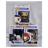 Funko Pop Vinyl Figures Collection Happy Gilmore (#890), Otto from Happy Gilmore (#892), and a Hot Topic exclusive Flocked Penguin with Cocktail from Billy Madison (#899)