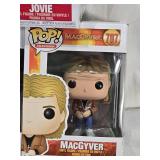 Funko Pop! Vinyl Figures Including MacGyver (#707) from the TV series, Jovie (#485) from the movie "Elf," and Steve Hiller (#281) from the movie "Independence Day."