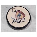 Drew LeBlanc Auto Hobey Baker Memorial Award Commemorative Hockey Puck St. Cloud State University