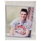 Pete Rose Autographed Cincinnati Reds Baseball Photo with PSA/DNA Authentication