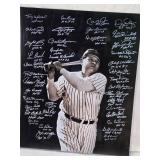 16 x 20 Babe Ruth Photo with Multiple Hall of Fame Players Autographs - Larussa, Lou Brock, Bench, Murray, Smith, Kaline and More