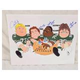 New York Jets "N.Y. S(t)ack Exchange" Signed Cartoon Print Klecko, Lyons, Salaam, and Gastineau numbered 31/100