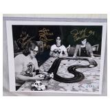 Signed Photo of Dave Hanson, Steve Carlson, and Jeff Carlson Classic Hocky Film "Slap Shot"