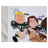 Signed NY Sack Exchange Cartoon Print Featuring Klecko, Lyons, Salaam, and Gastineau Numbered 37/100