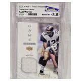 Kurt Warner 2001 Upper Deck Pros & Prospects Game Used Jersey Patch #KW-J Champs Graded 8.5 - St. Louis Rams Football Card