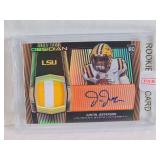 Justin Jefferson Rookie 2020 Panini Chronicles Draft Picks Obsidian Auto #40 and Numbered 15/25 - Louisiana State University Football Card