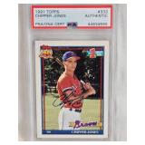 Chipper Jones Rookie 1991 Topps Auto #333 PSA Authenticated - Atlanta Braves Baseball Card