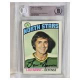 Lou Nanne 1976-77 Topps Authentic Autograph #173 Beckett Authenticated - Minnesota North Stars Vintage Hockey Card