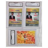 Lot of 3 Patrick Mahomes Football Cards including 2 Rookie Phenoms Custom Gold Platinum Limited Edition and ACEO Custom