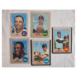 Lot of 5 Vintage 1968 Baseball Cards Featuring Sal Bando, Darold Knowles, Alex Johnson, Bob Allison, and Bill Robinson