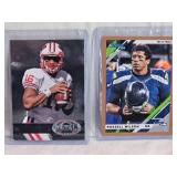 Lot of 2 Russell Wilson Football Cards Featuring 2019 Panini Donruss Press Proof and 2012 Metal Universe