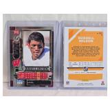 Lot of 2 Russell Wilson Football Cards Featuring 2019 Panini Donruss Press Proof and 2012 Metal Universe