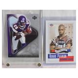 Lot of 2 Adrian Peterson Football Cards including Upper Deck Rookie Premier and OMR Limited Edition Future Star