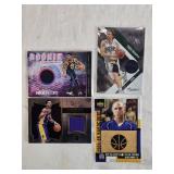 Lot of 4 NBA Patch Cards with Donovan Mitchell Rookie Remembrance, Troy Murphy, Anthony Brown, and Mike Bibby