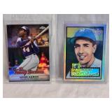 Lot of 2 Baseball Cards Featuring Hank Aaron Topps Chrome and Phil Rizzuto Topps Archives Reserve