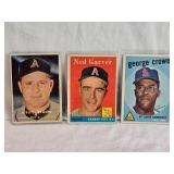 Lot of 3 Vintage Baseball Cards Featuring Virgil Trucks, Ned Garver, and George Crowe.