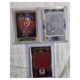 Lot of 3 Ryan Poehling Hockey Cards featuring Rookie Masterpieces, Signature Masterpieces Auto, and Extra Exquisite Jersey 1/75