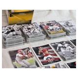 Lot of 2020 Leaf Draft Football Cards Featuring Joe Burrow, Justin Jefferson, and Jalen Hurts and Empty Box