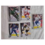 Lot of 5 Hockey Cards Featuring John Klingberg, Teuvo Teravainen, Victor Hedman, Brock Boeser, and John Moore. 2020-21 Upper Deck Series 1 Hockey Cards.