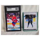 Lot of 2 Ryan Poehling Hockey Cards including 2019-20 Upper Deck Young Guns SGC Graded 10 and Lincoln Stars Card.