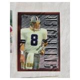 Lot of 5 Football Cards Featuring Troy Aikman Finest, Brett Favre, Dan Marino, and Derek Carr. Includes holographic and vintage styles.