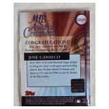 Jose Canseco 1986 AL Rookie 2001 Topps Gold Label MLB Award Ceremony Relic Card #JCR-JC4 - Oakland Athletics Baseball Card
