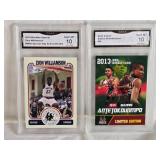 Lot of 2 Basketball Cards Featuring Zion Williamson Rookie Customs GMA 10 and Giannis Antetokounmpo ACEO Custom GMA 10