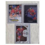 Lot of 3 Ryan Poehling Hockey Cards including Upper Deck Canvas Rookie, Engrained Rookie Numbered 06/10, and Obsidian Rookies.