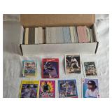 Box of Baseball Cards with Various Years and Brands including Donruss 