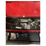 Misc sanding discs, craftsman tool box, misc