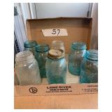 Blue vintage jars, more