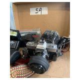 Vintage cameras and camera accessories