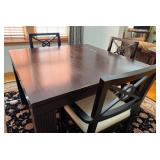 Solid Wood Table with Additional Leaves and 3 Padded Chairs
