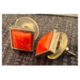 Artistic Shell Art Piece and Sterling Silver Apple Corral Earrings