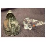 Vintage Russian (USSR) Inuit Eskimo Stone Carving with Crystal Polar Bear