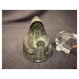 Vintage Russian (USSR) Inuit Eskimo Stone Carving with Crystal Polar Bear